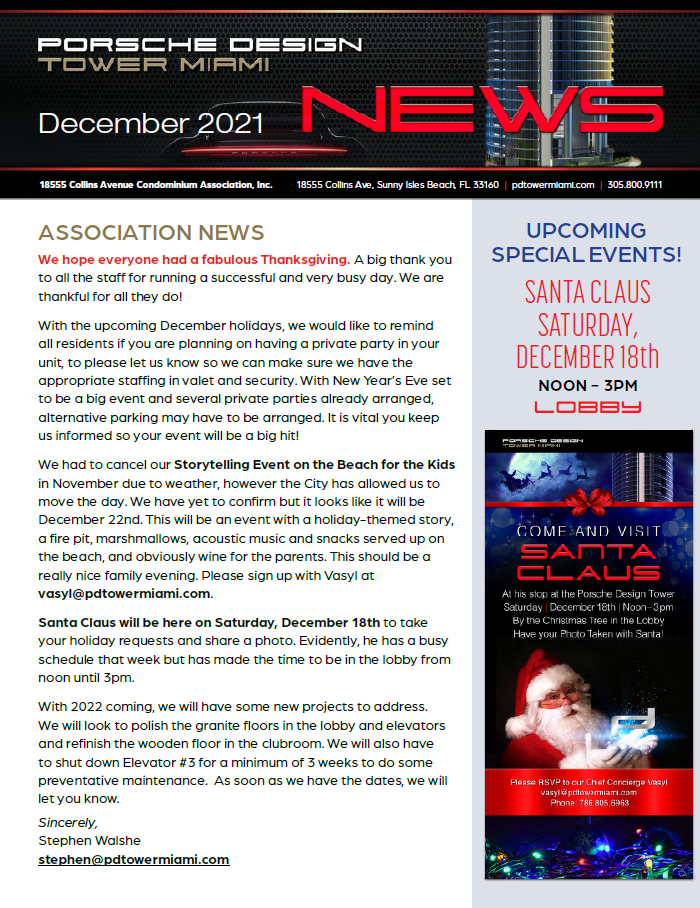 December 2021 Newsletter